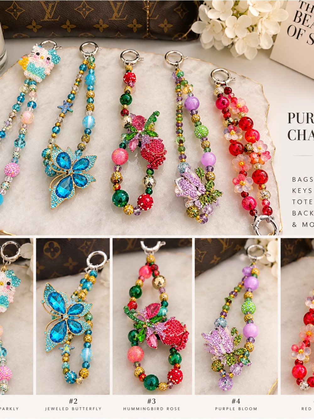 Sparkly Beaded Purse Charms Set
